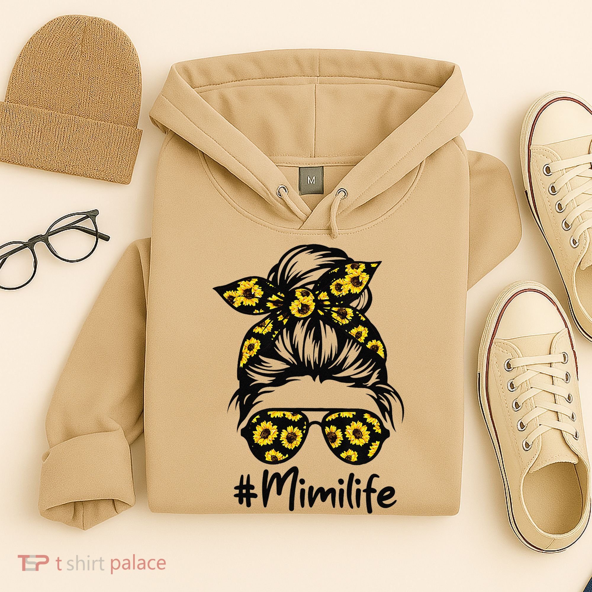 Classy Mimi Life With Sunflower Messy Bun Mother's Day Hoodie