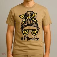 Classy Mimi Life With Sunflower Messy Bun Mother's Day T-Shirt thumb 3