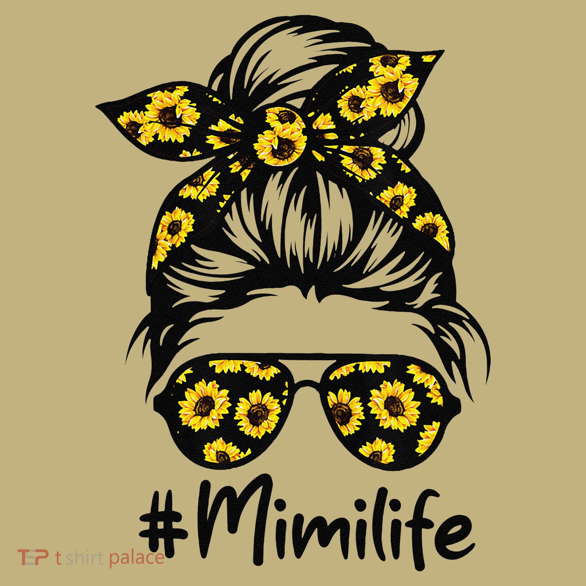 Classy Mimi Life With Sunflower Messy Bun Mother's Day Polo