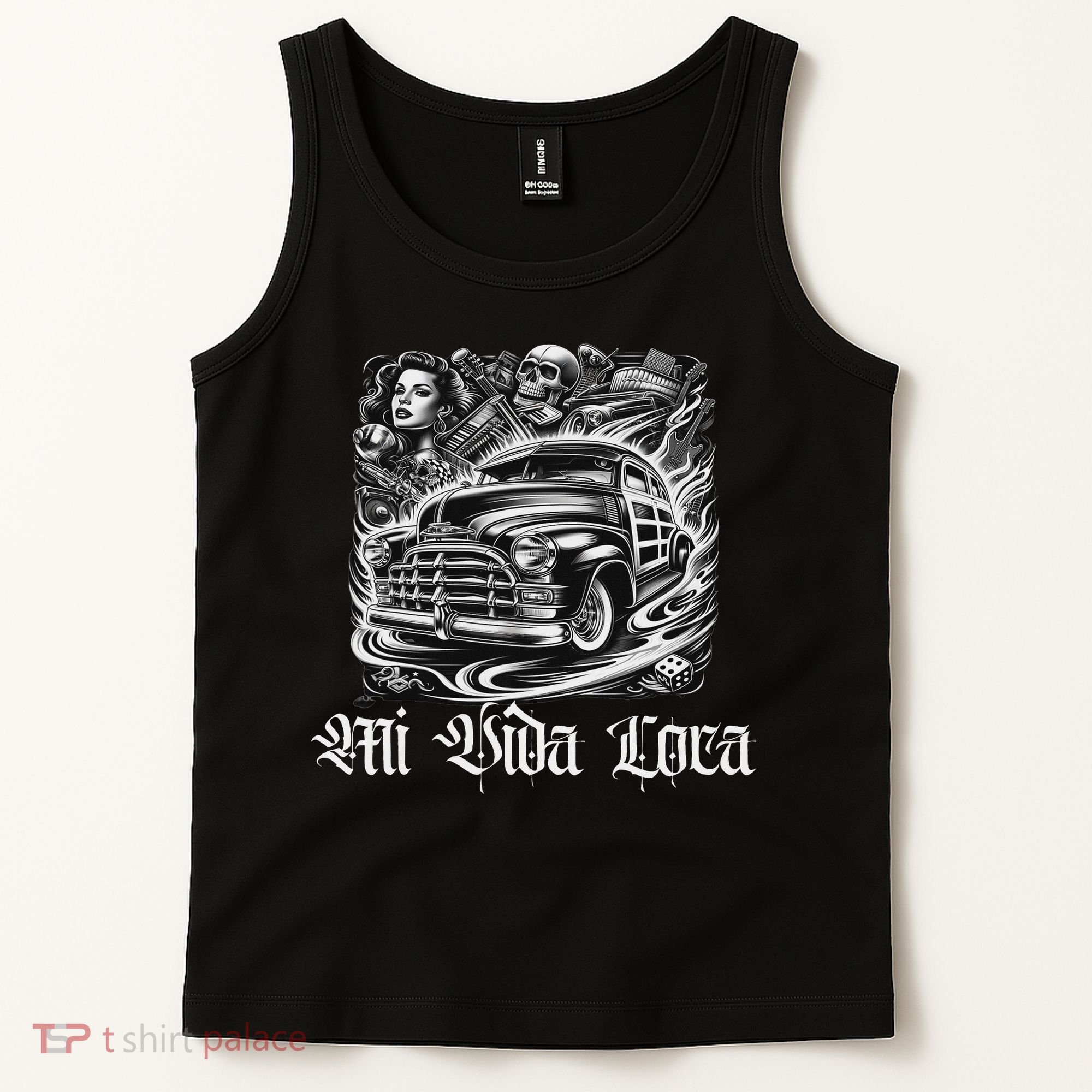 Chicano Mexican Lowriders Classic Mi Vida Loca Woodie Woody Tank Top