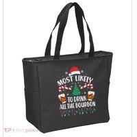 Christmas Most Likely To Drink All The Bourbon Tote Bag thumb 2