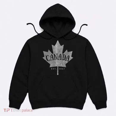 Canada Maple Leaf Canada Est 1867 Vintage Script Hoodie