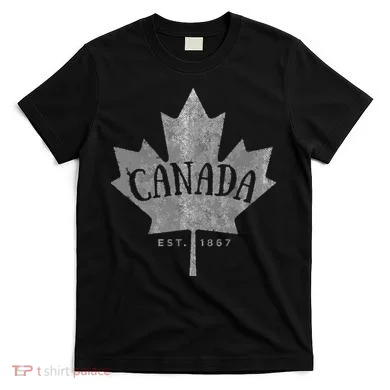 Canada Maple Leaf Canada Est 1867 Vintage Script T-Shirt