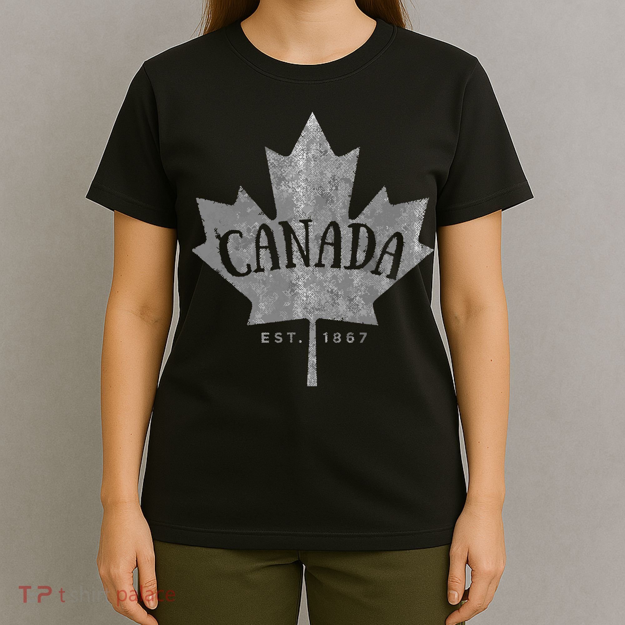 Canada Maple Leaf Canada Est 1867 Vintage Script T-Shirt