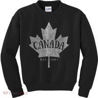 Canada Maple Leaf Canada Est 1867 Vintage Script Kids Sweatshirt thumb 0