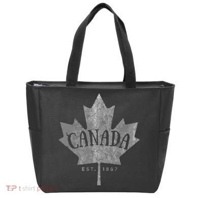 Canada Maple Leaf Canada Est 1867 Vintage Script Tote Bag