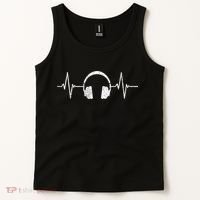 Cool Music Lover Producer DJ Present Heartbeat Headphones Tank Top thumb 2