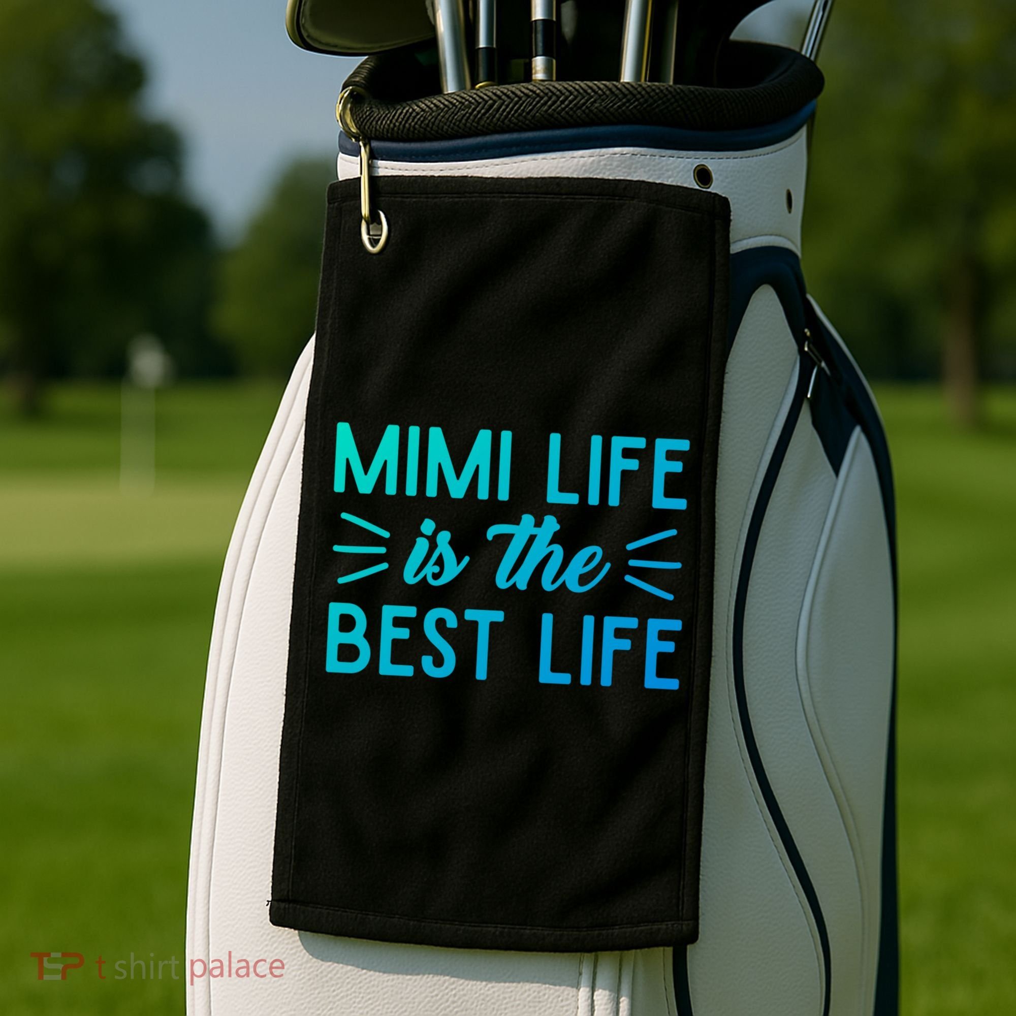 Cute Mimi Life Is The Best Life Letter Graphic Grandma Bless Gift Golf Towel