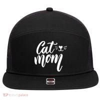 Cat Mom Lover Cute Gift 7 Panel Mesh Trucker Snapback Hat thumb 0
