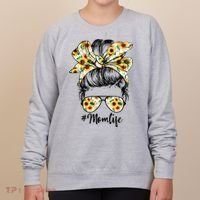 Cute Mom  Life Sunflower Messy Bun Mother's Day Women's Sweatshirt thumb 0