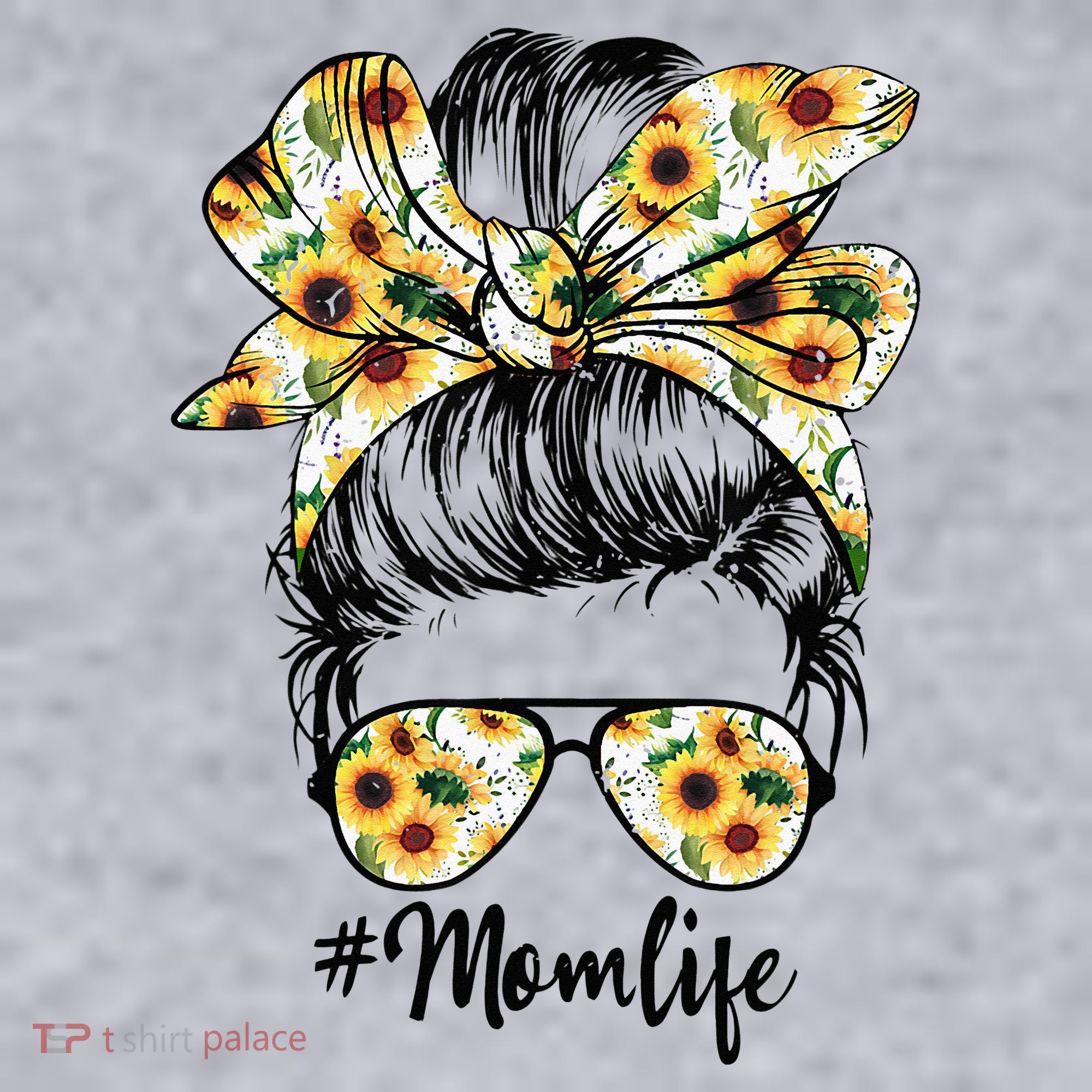 Cute Mom  Life Sunflower Messy Bun Mother's Day Women's Sweatshirt