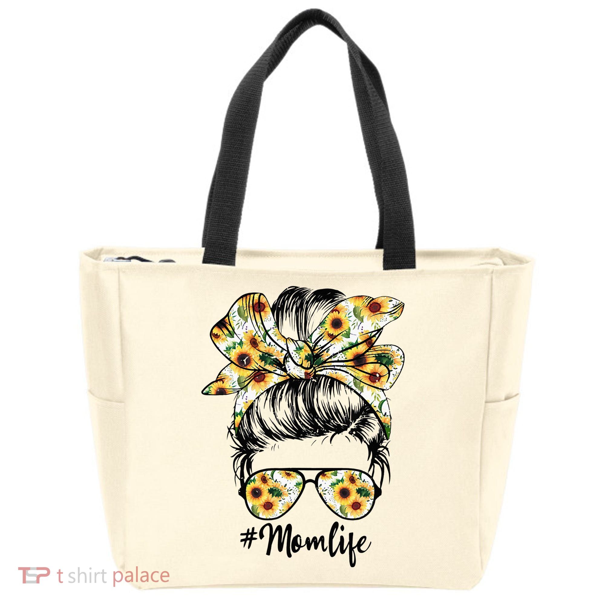 Cute Mom  Life Sunflower Messy Bun Mother's Day Tote Bag