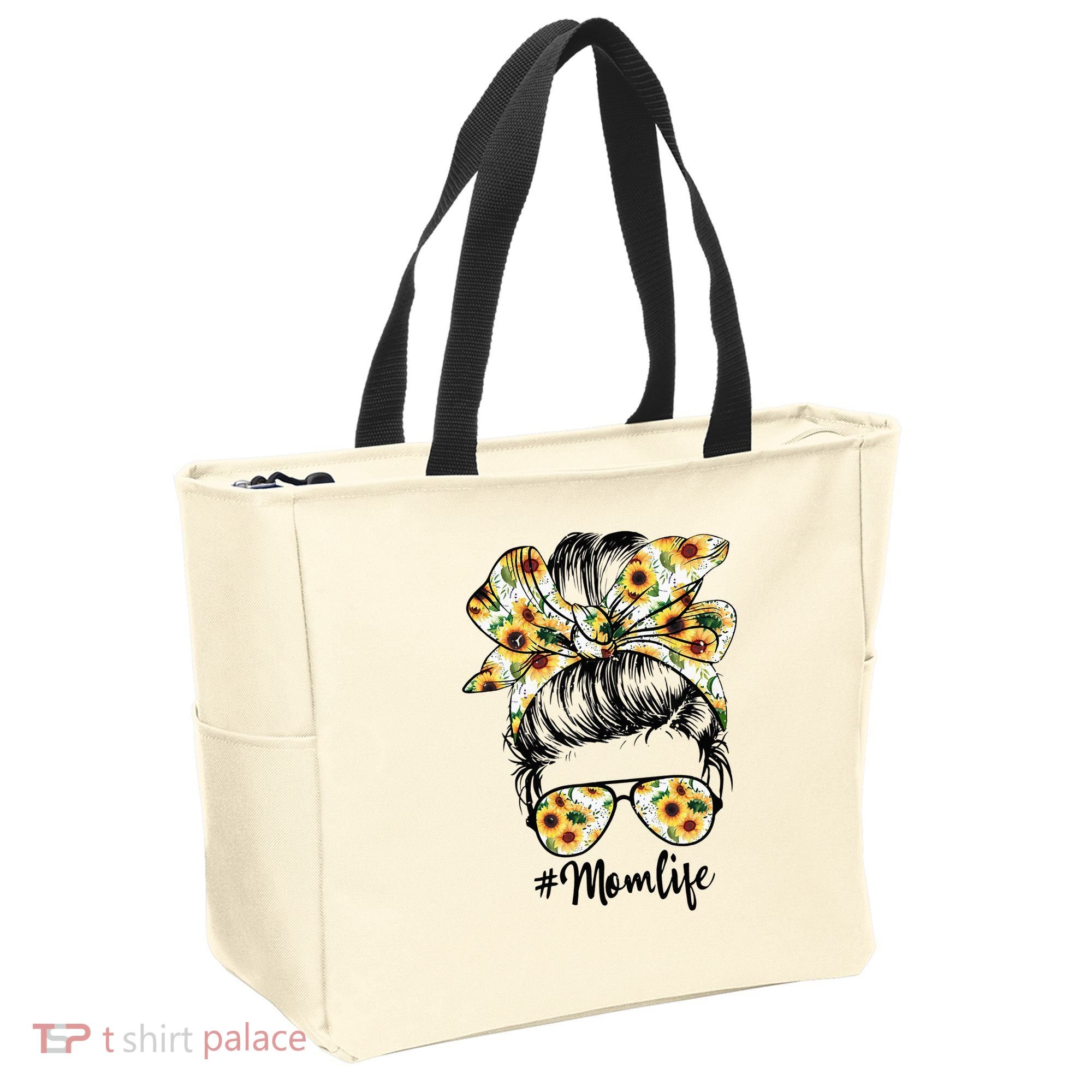 Cute Mom  Life Sunflower Messy Bun Mother's Day Tote Bag
