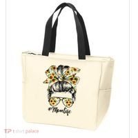 Cute Mom  Life Sunflower Messy Bun Mother's Day Tote Bag thumb 3
