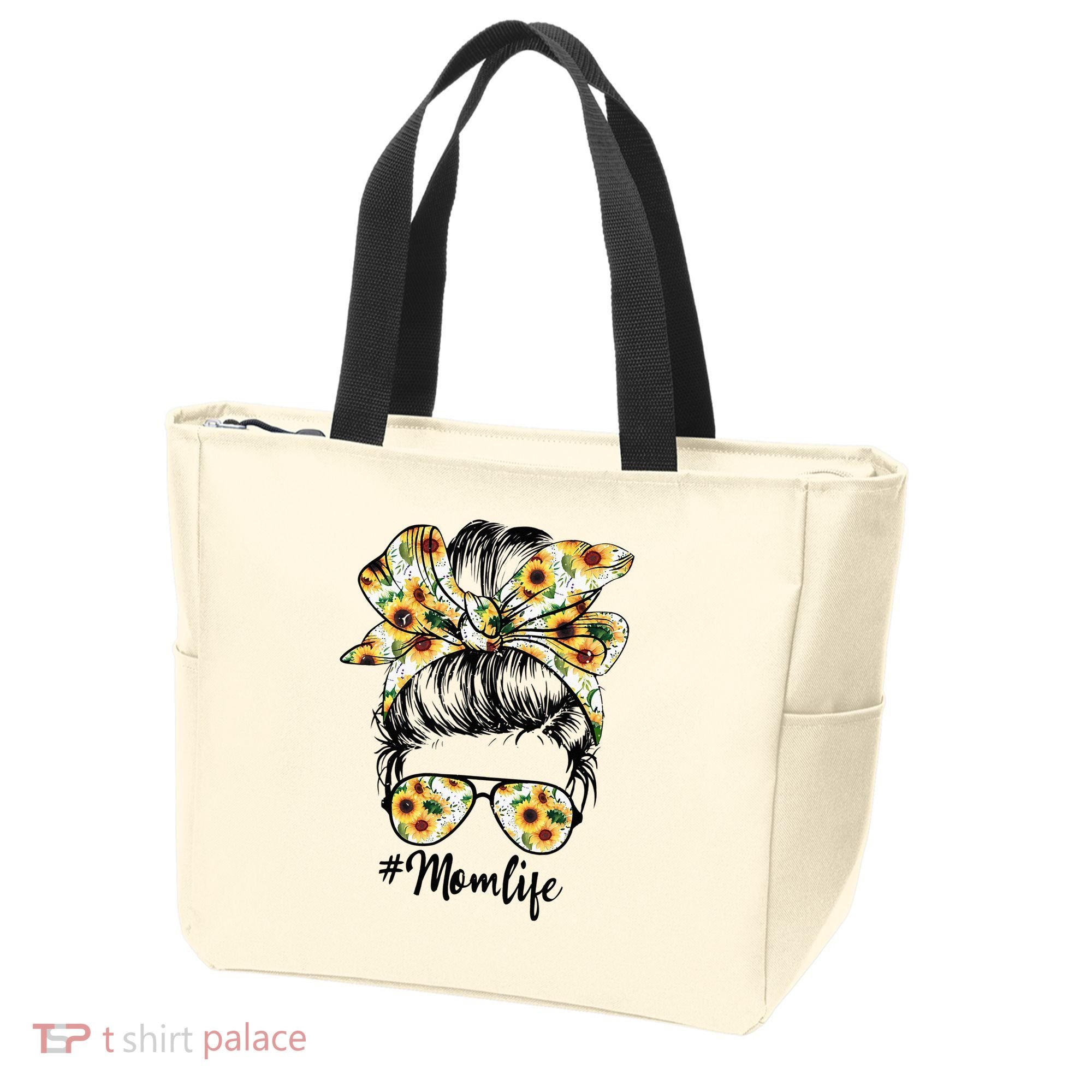 Cute Mom  Life Sunflower Messy Bun Mother's Day Tote Bag