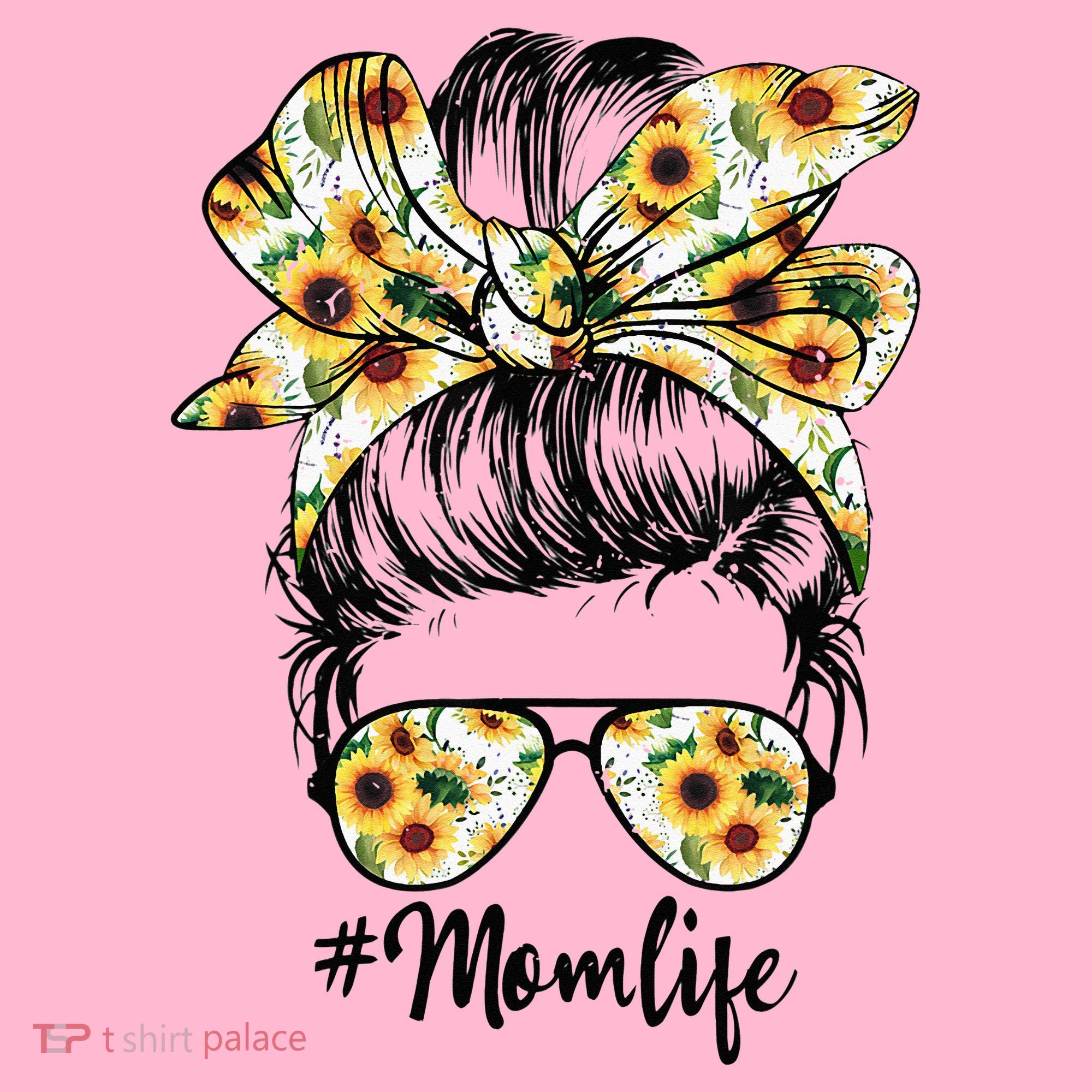 Cute Mom  Life Sunflower Messy Bun Mother's Day Coaster