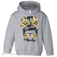 Cute Mom  Life Sunflower Messy Bun Mother's Day Toddler Hoodie thumb 0