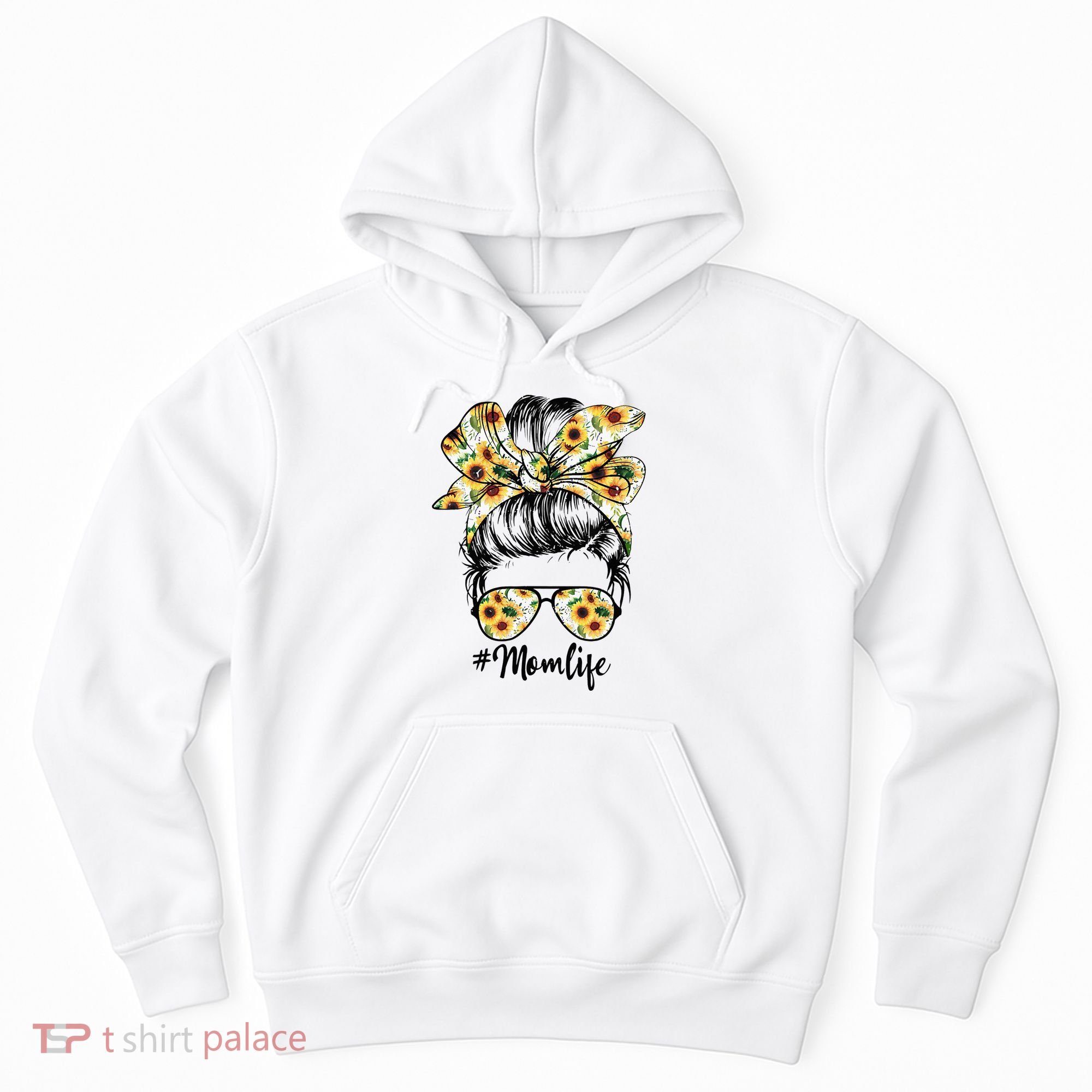 Cute Mom  Life Sunflower Messy Bun Mother's Day Hoodie