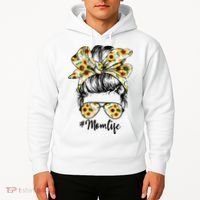 Cute Mom  Life Sunflower Messy Bun Mother's Day Hoodie thumb 2