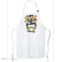 Cute Mom  Life Sunflower Messy Bun Mother's Day Apron thumb 0