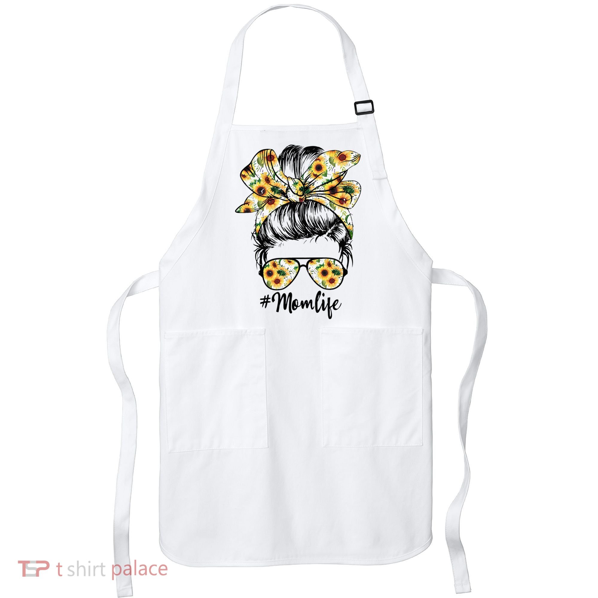 Cute Mom  Life Sunflower Messy Bun Mother's Day Apron