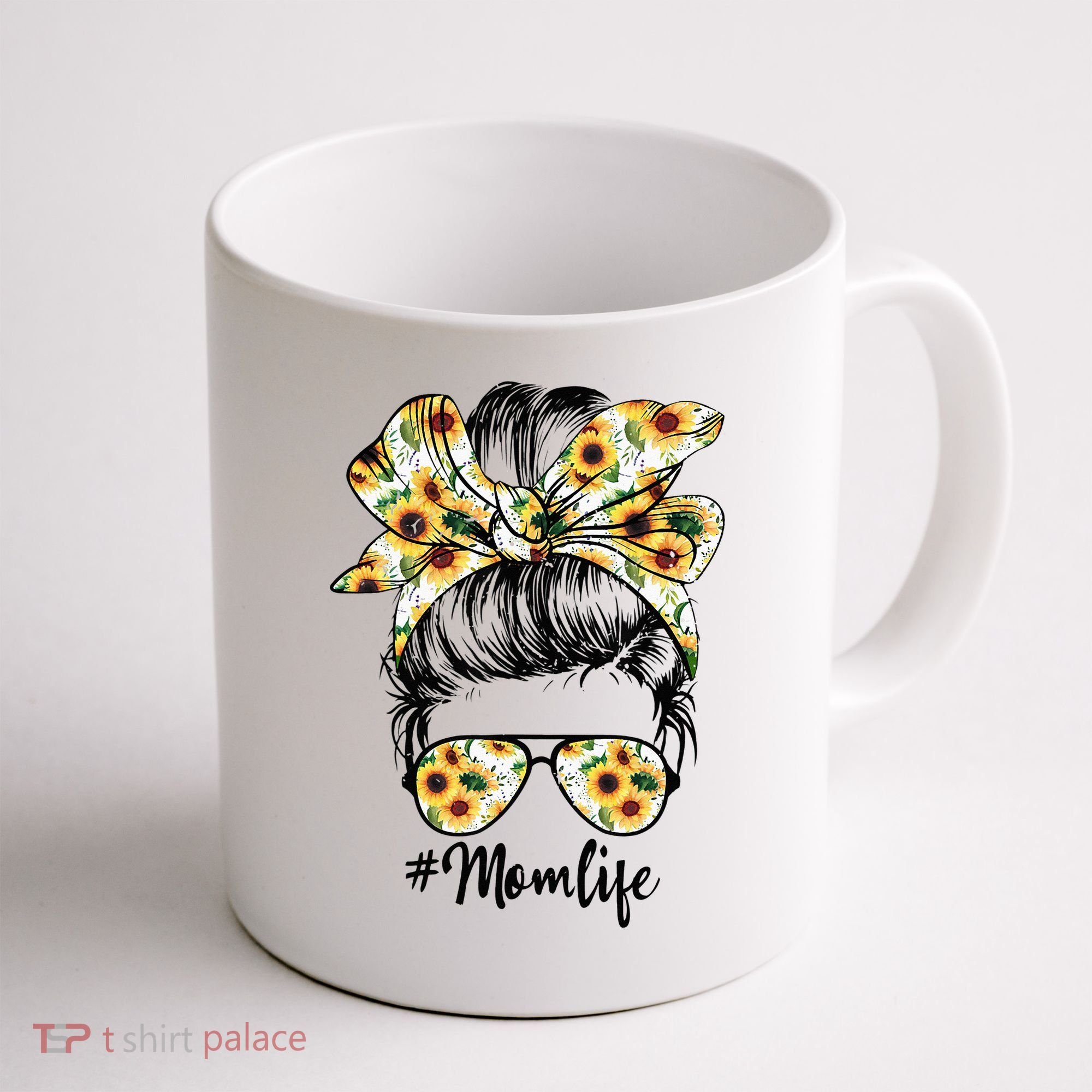 Cute Mom  Life Sunflower Messy Bun Mother's Day Coffee Mug