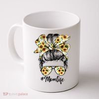 Cute Mom  Life Sunflower Messy Bun Mother's Day Coffee Mug thumb 0