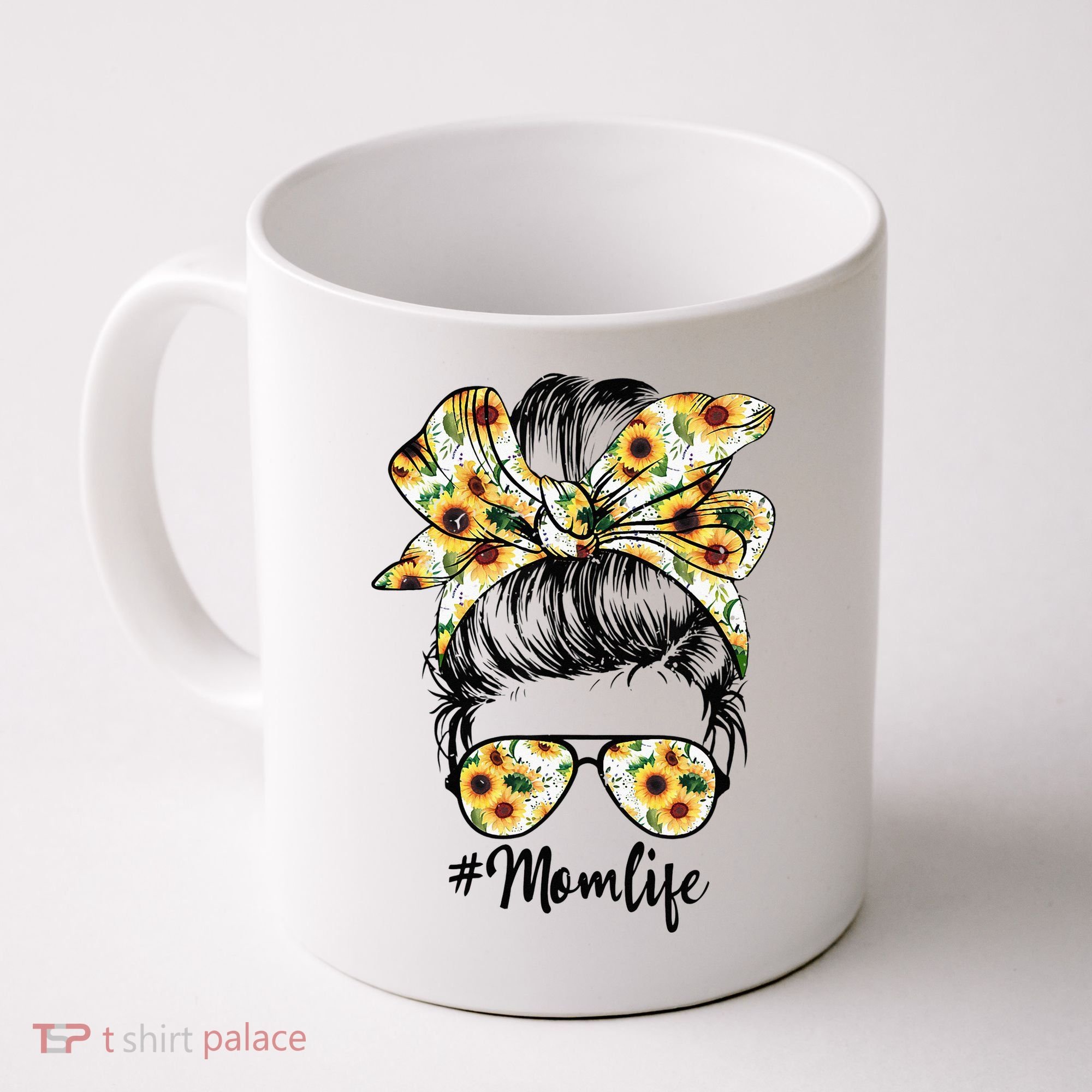 Cute Mom  Life Sunflower Messy Bun Mother's Day Coffee Mug