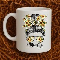 Cute Mom  Life Sunflower Messy Bun Mother's Day Coffee Mug thumb 2