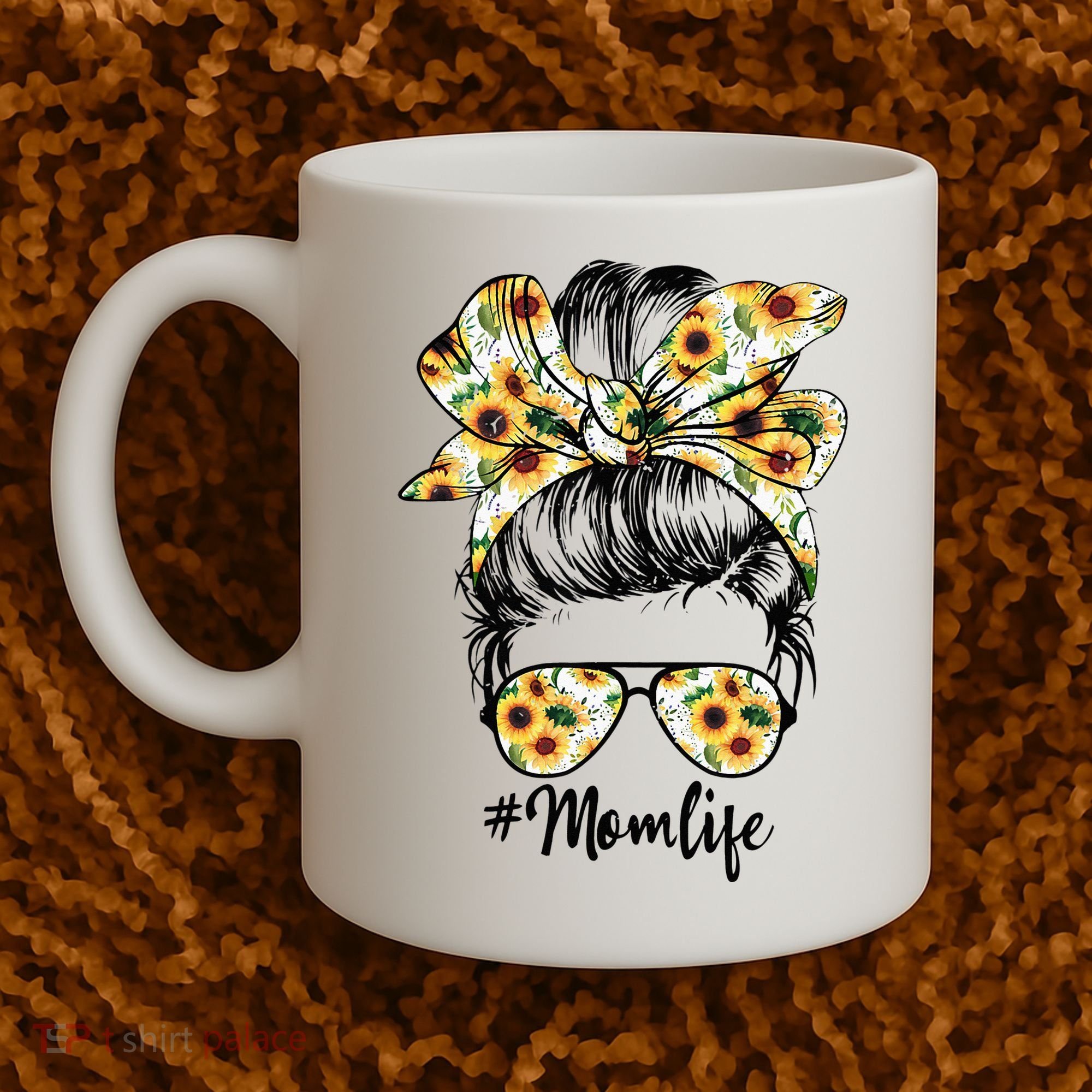 Cute Mom  Life Sunflower Messy Bun Mother's Day Coffee Mug