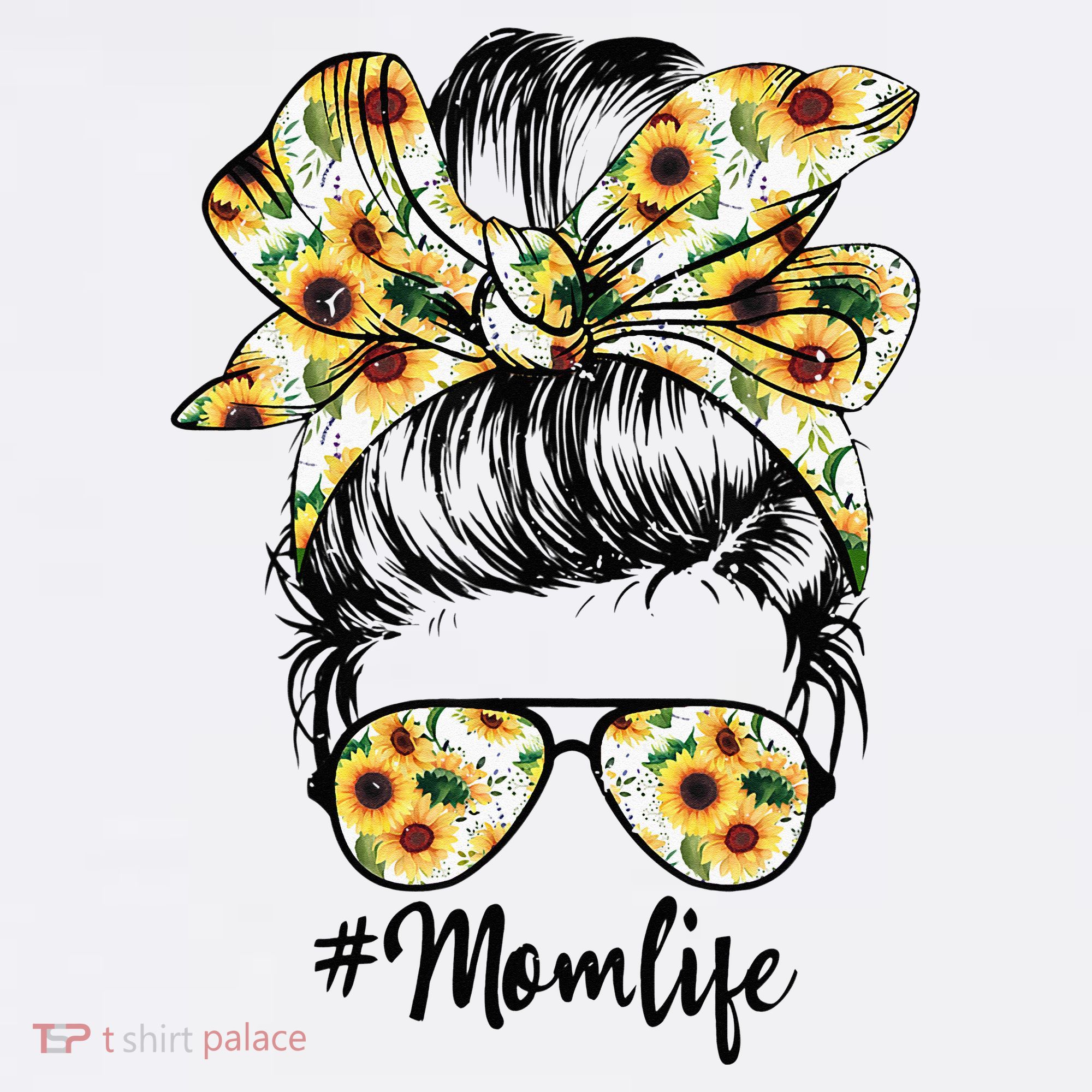 Cute Mom  Life Sunflower Messy Bun Mother's Day Women's Hoodie