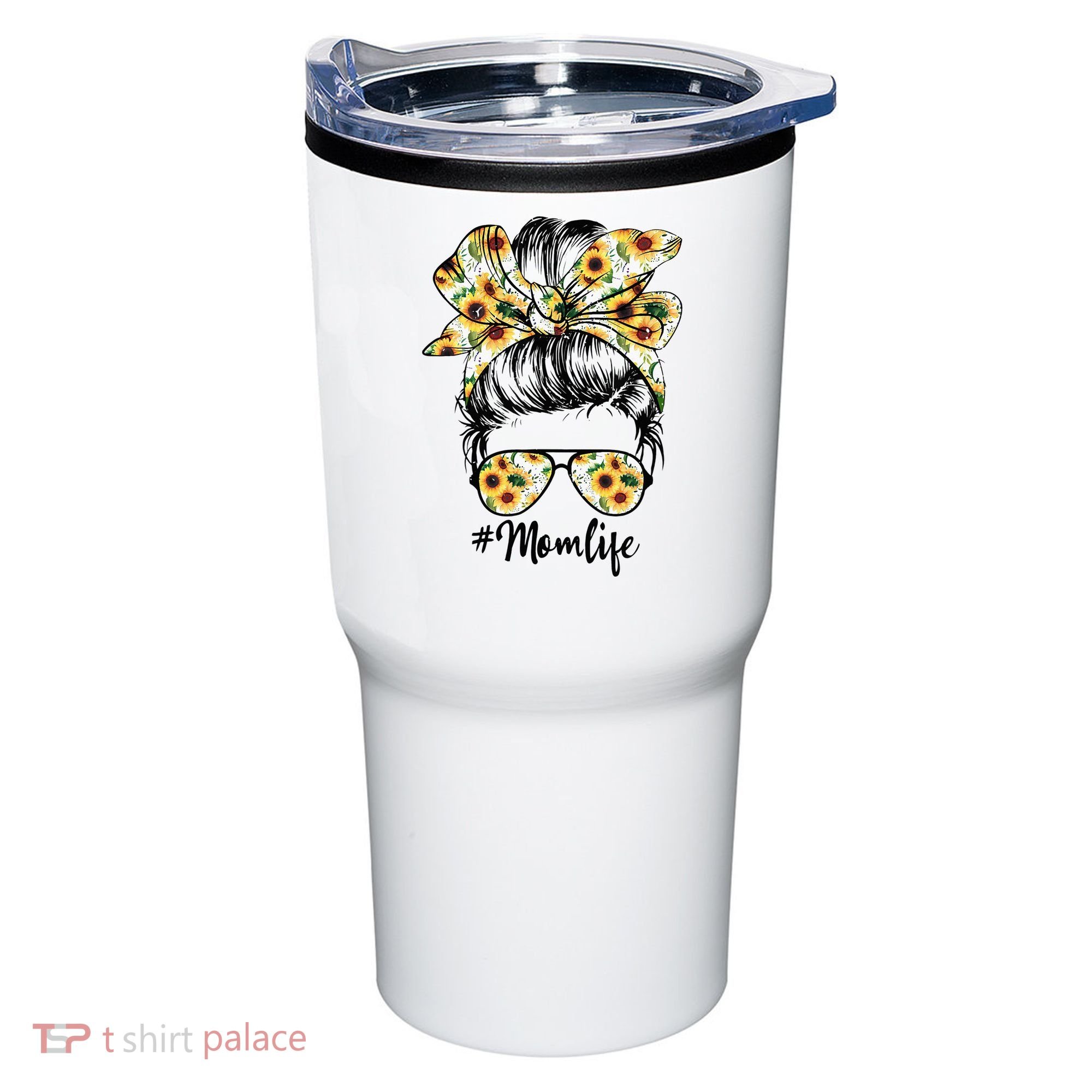 Cute Mom  Life Sunflower Messy Bun Mother's Day Tumbler