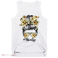Cute Mom  Life Sunflower Messy Bun Mother's Day Tank Top thumb 0