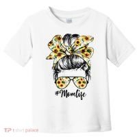 Cute Mom  Life Sunflower Messy Bun Mother's Day Toddler T-Shirt thumb 0