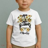 Cute Mom  Life Sunflower Messy Bun Mother's Day Toddler T-Shirt thumb 2