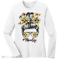Cute Mom  Life Sunflower Messy Bun Mother's Day Women's Long Sleeve Shirt thumb 0