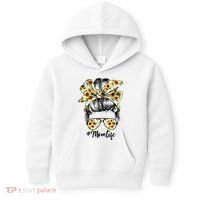 Cute Mom  Life Sunflower Messy Bun Mother's Day Kids Hoodie thumb 0