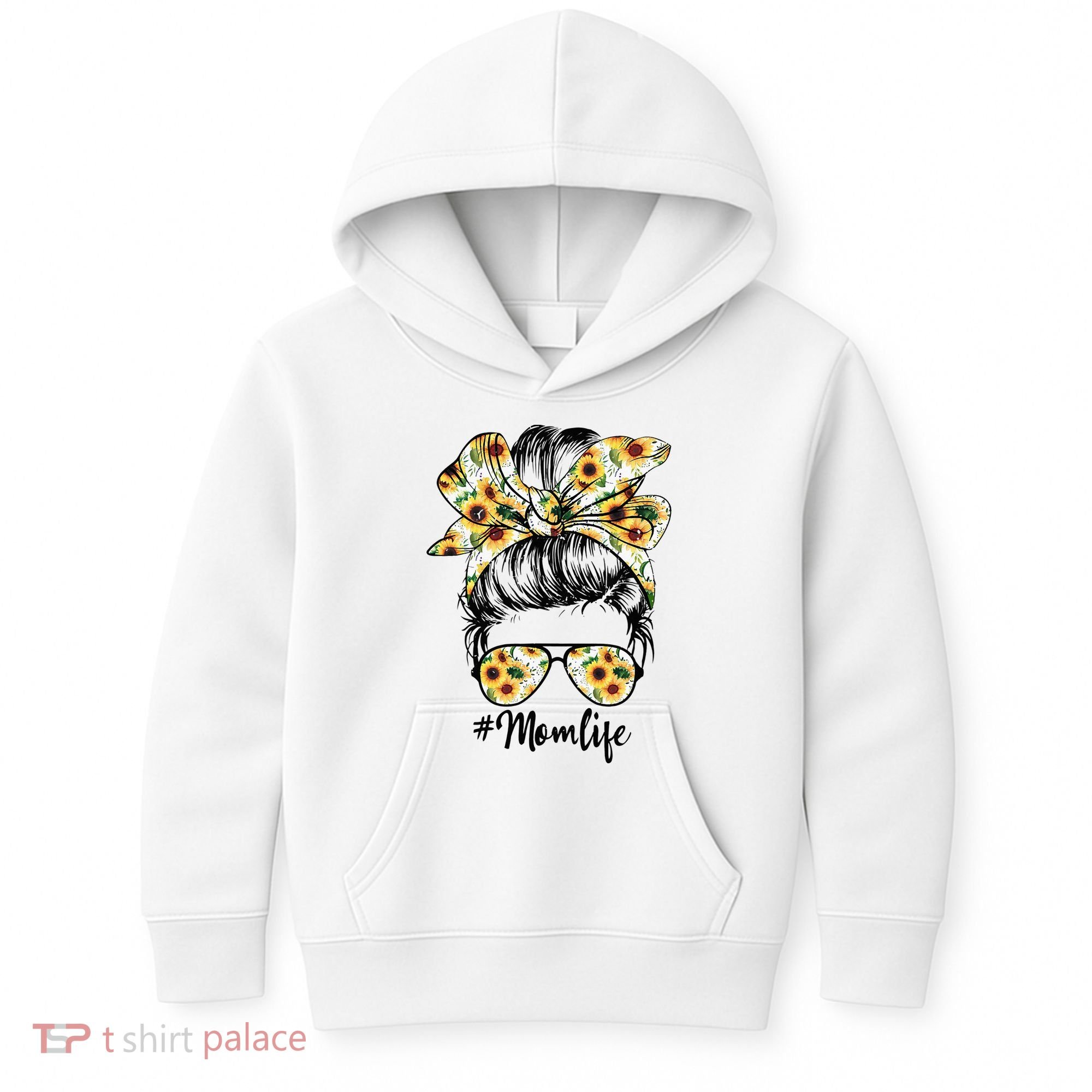 Cute Mom  Life Sunflower Messy Bun Mother's Day Kids Hoodie