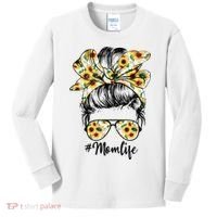Cute Mom  Life Sunflower Messy Bun Mother's Day Kids Long Sleeve Shirt thumb 0