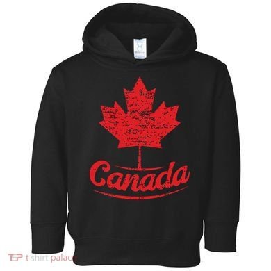 Canada Maple Leaf Proud Vintage Retro Canadian Flag Toddler Hoodie
