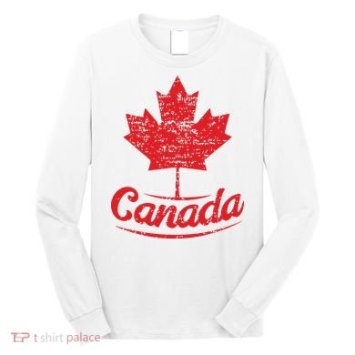 Canada Maple Leaf Proud Vintage Retro Canadian Flag Long Sleeve Shirt