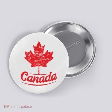Canada Maple Leaf Proud Vintage Retro Canadian Flag Button
