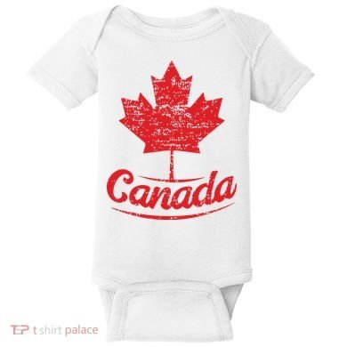 Canada Maple Leaf Proud Vintage Retro Canadian Flag Baby Bodysuit