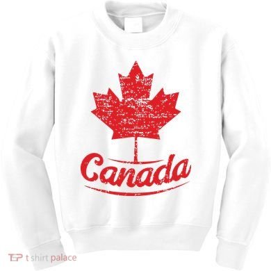 Canada Maple Leaf Proud Vintage Retro Canadian Flag Kids Sweatshirt
