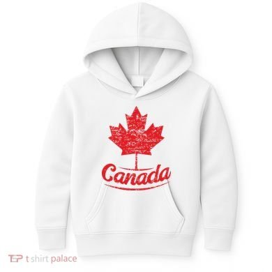 Canada Maple Leaf Proud Vintage Retro Canadian Flag Kids Hoodie