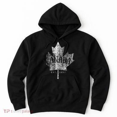 Canada Maple Leaf Canada Est 1867 Vintage Script Hoodie