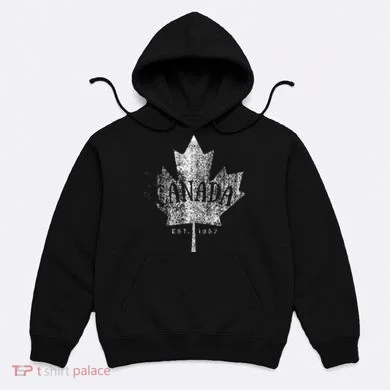 Canada Maple Leaf Canada Est 1867 Vintage Script Hoodie