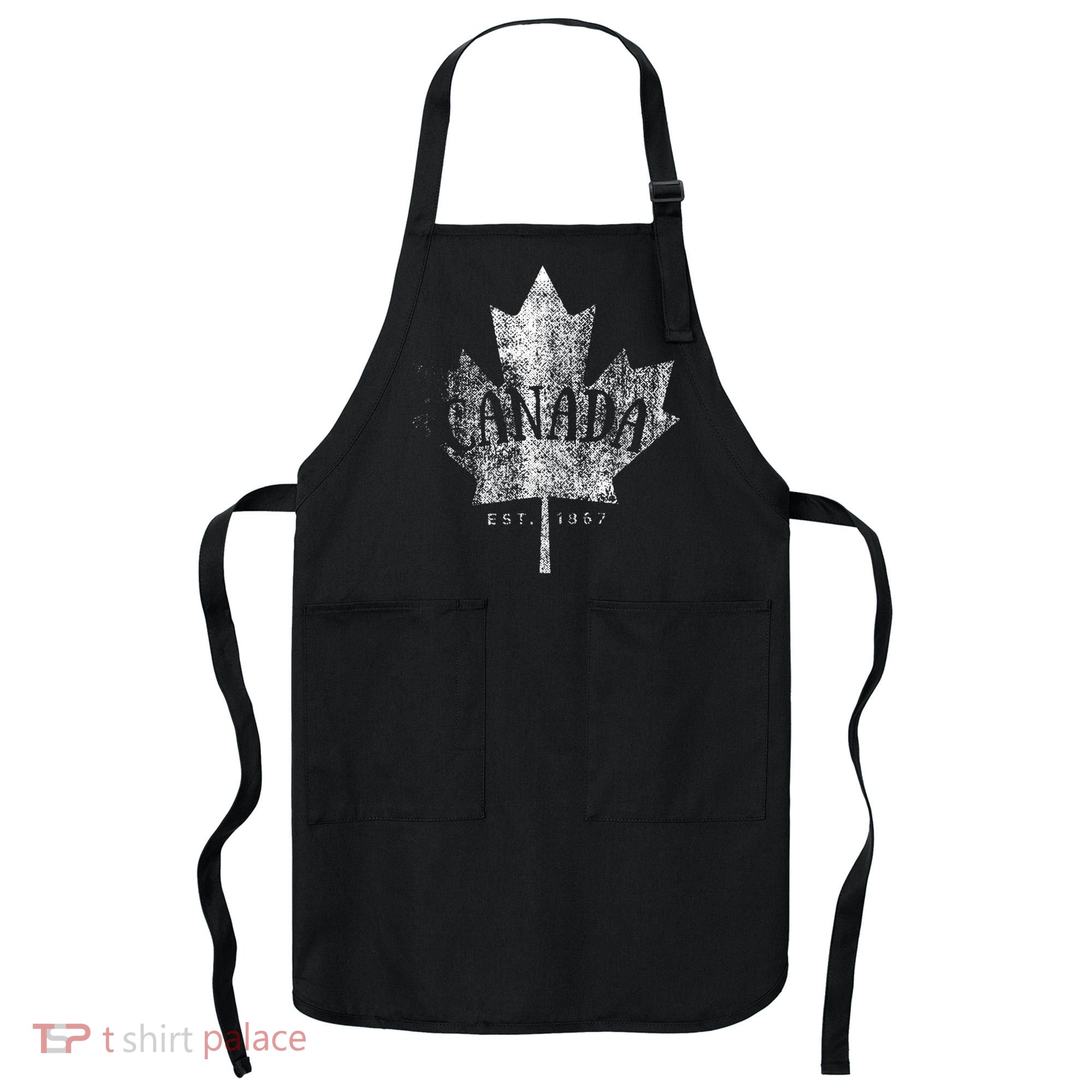 Canada Maple Leaf Canada Est 1867 Vintage Script Apron