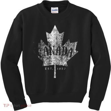 Canada Maple Leaf Canada Est 1867 Vintage Script Kids Sweatshirt