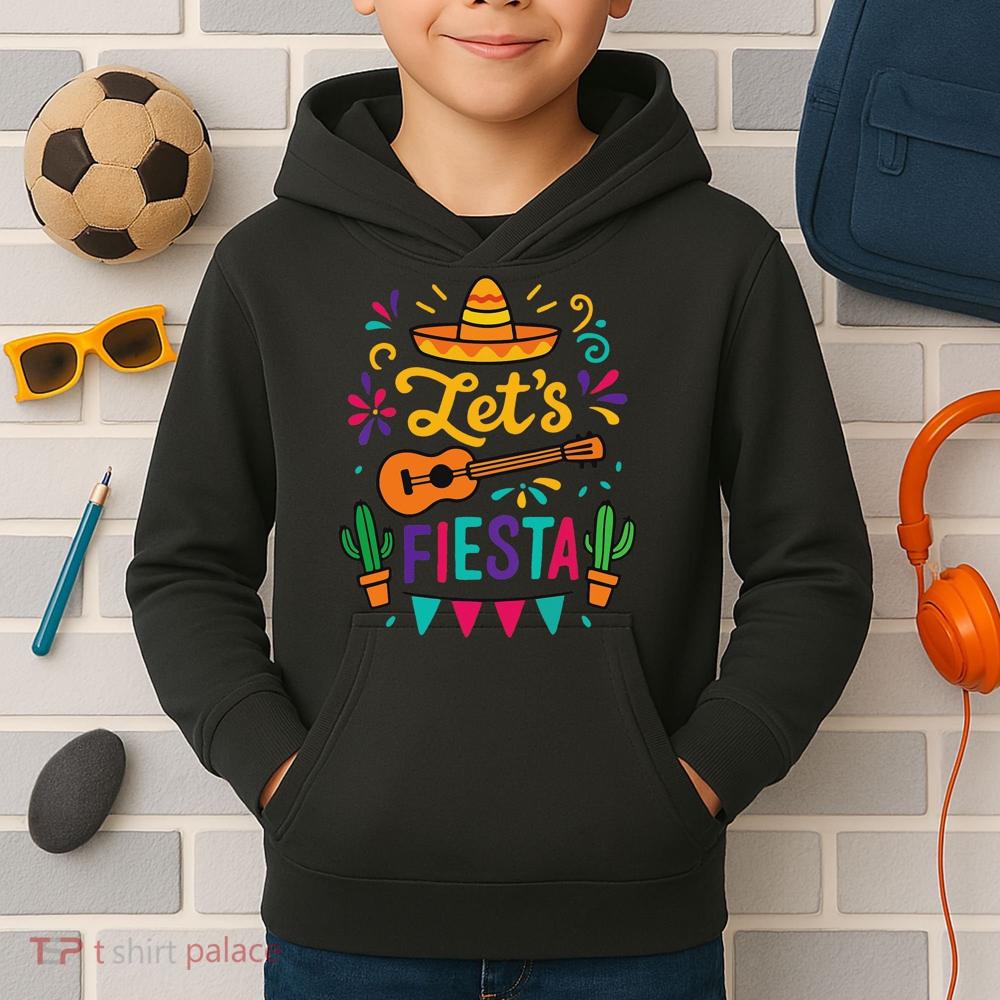 Cinco Mayo Lets Fiesta Girl Mexican Funny Squad Kids Hoodie